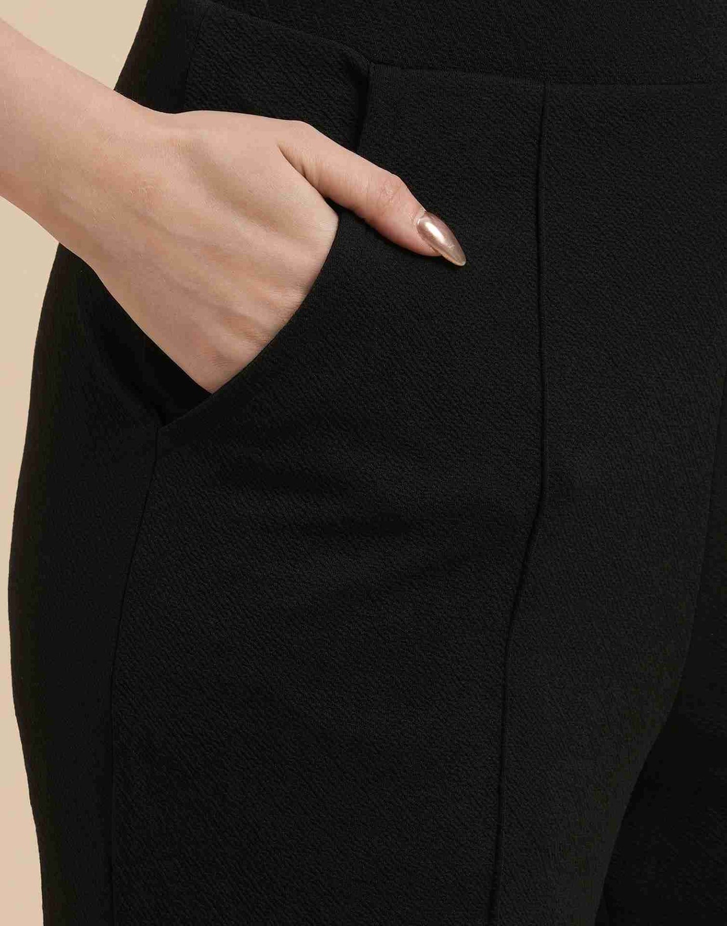 Black Lycra Plain Co-ord Set