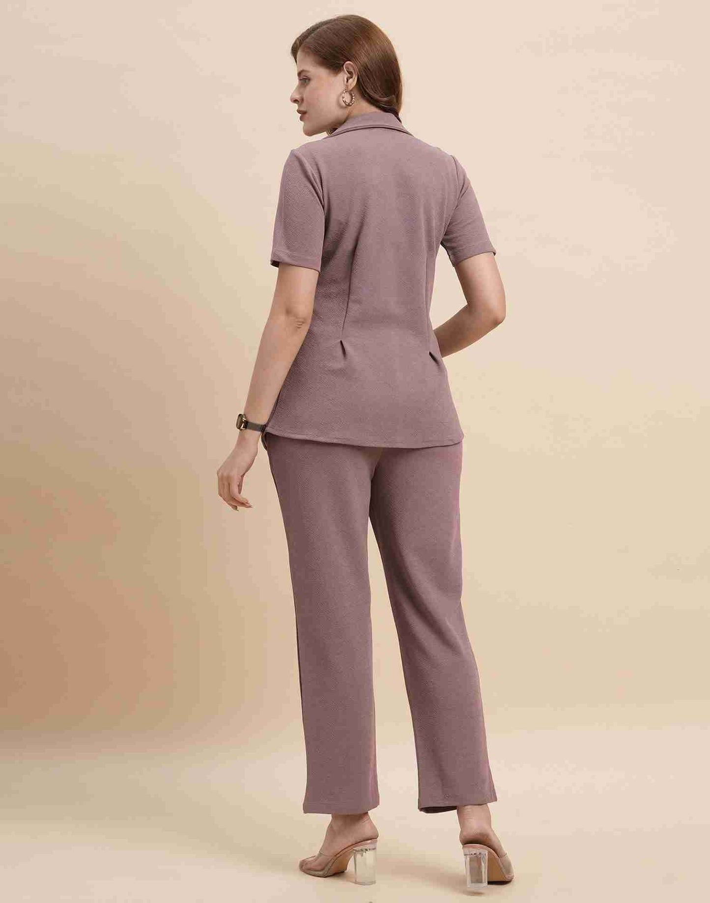 Mauve Lycra Plain Co-ord Set