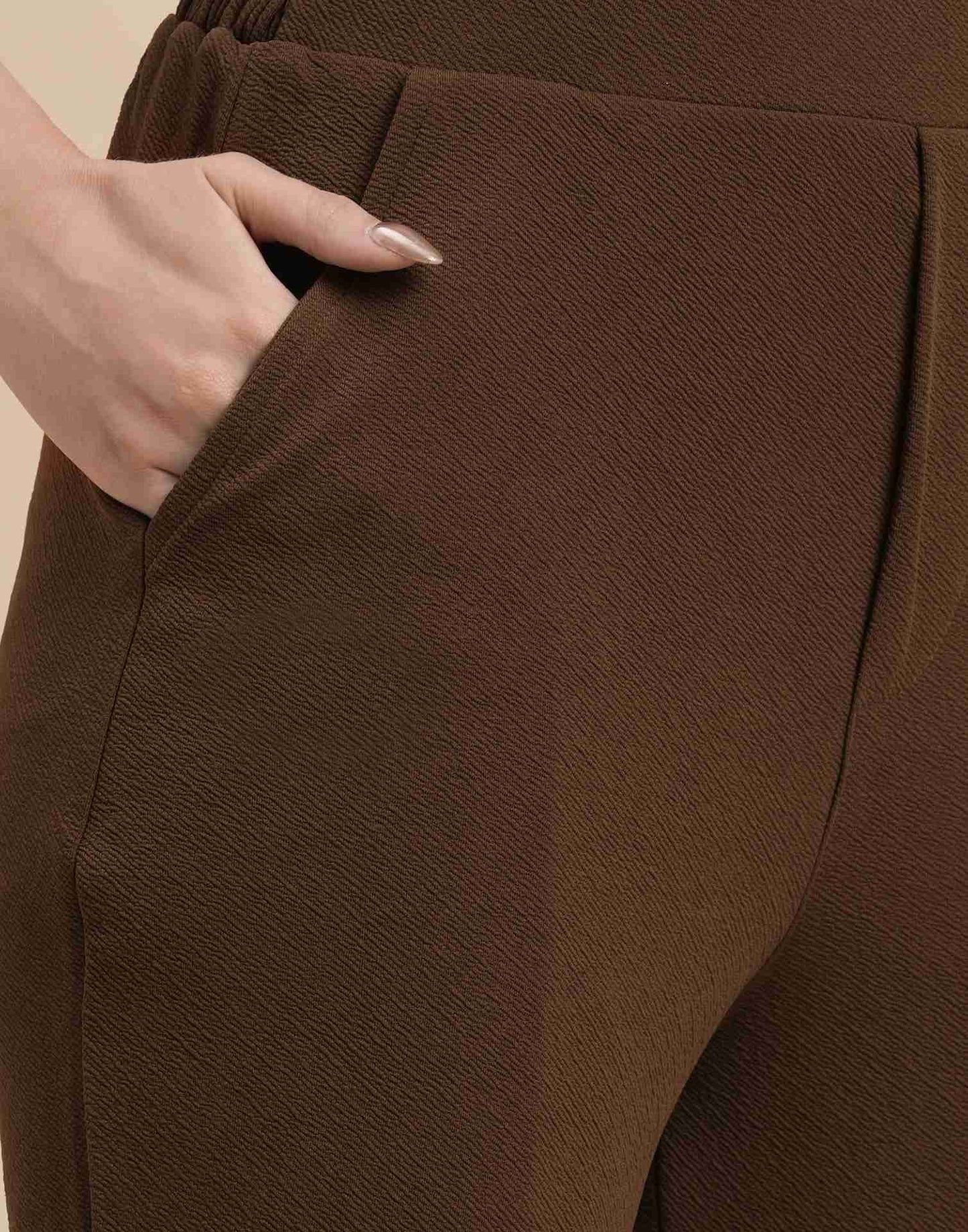 Brown Lycra Plain Co-ord Set