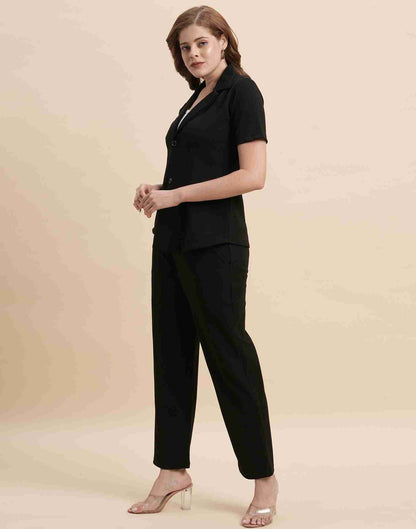 Black Lycra Plain Co-ord Set