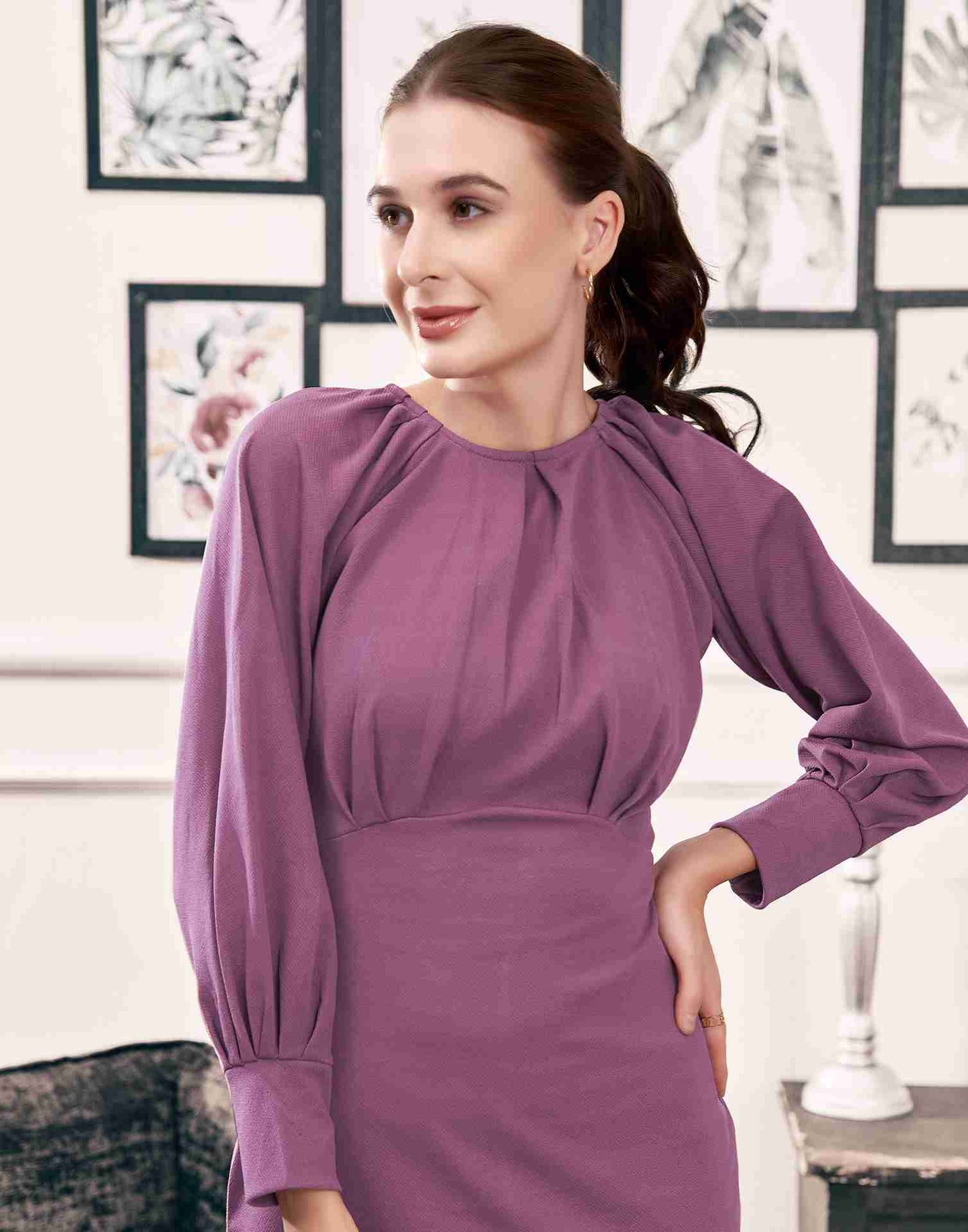 Dusty Lavender Lycra Plain Bodycon
