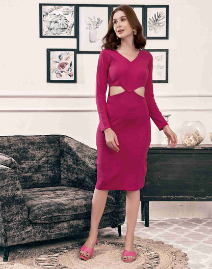 Rani Pink Lycra Plain Bodycon