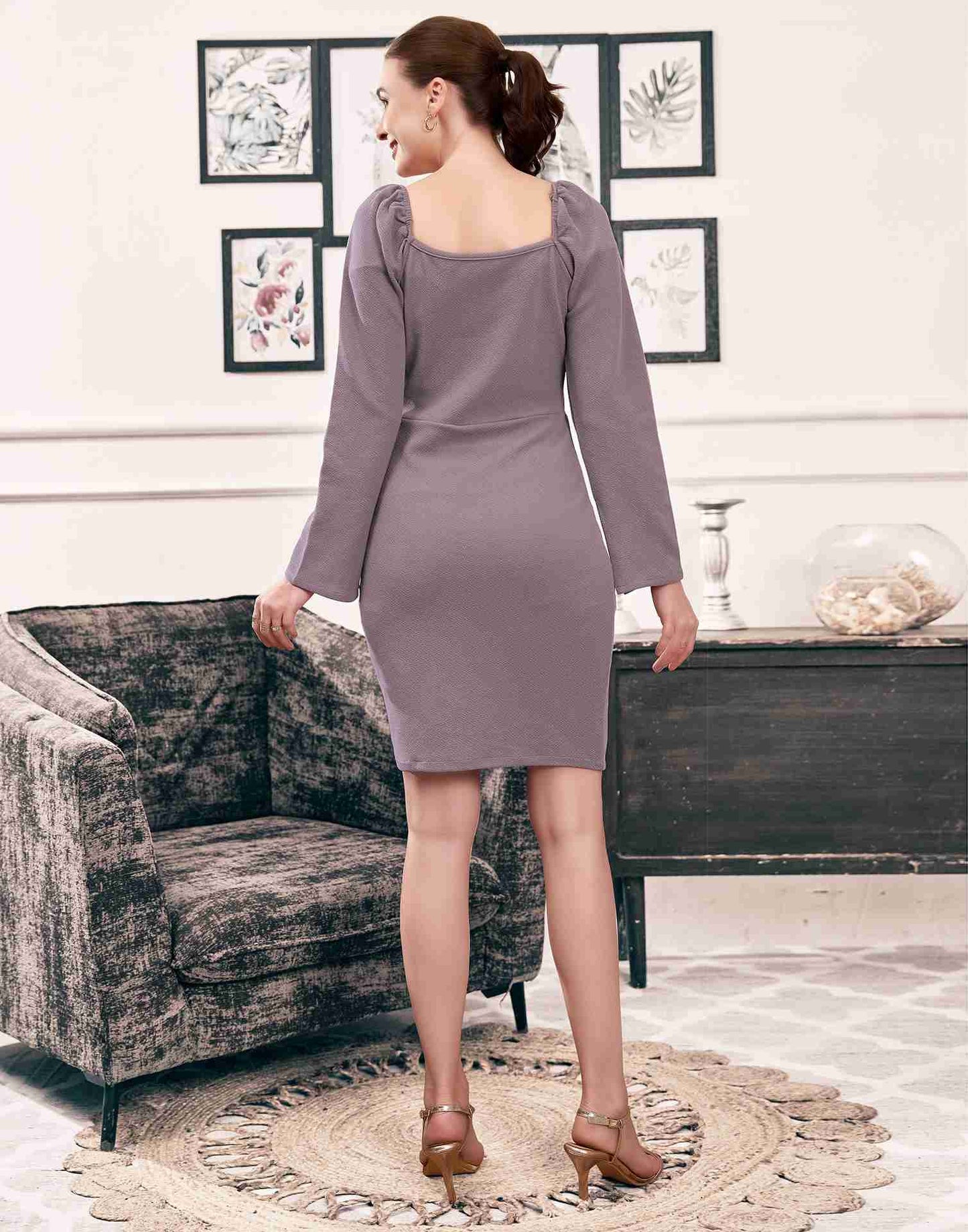 Mauve Lycra Plain Bodycon