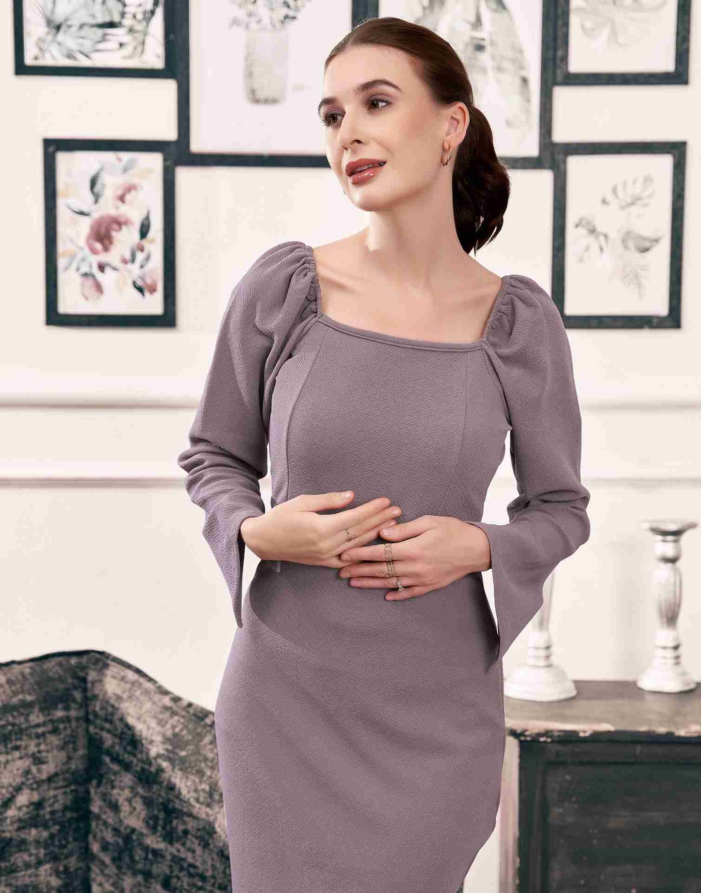 Mauve Lycra Plain Bodycon