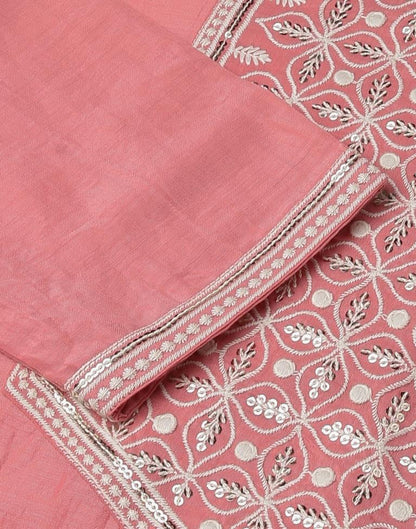 Light Pink Chinnon Embroidery Straight Kurta With Pant And Dupatta