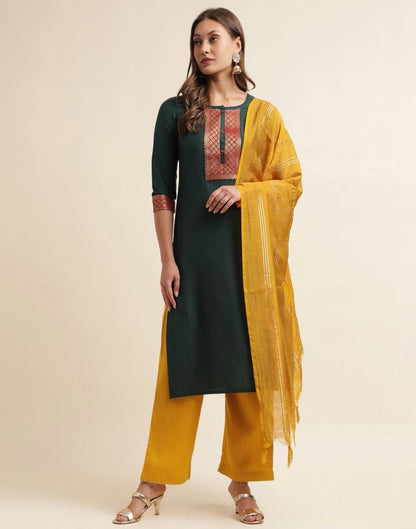 Dark Green  Kurta With Pant And Dupatta