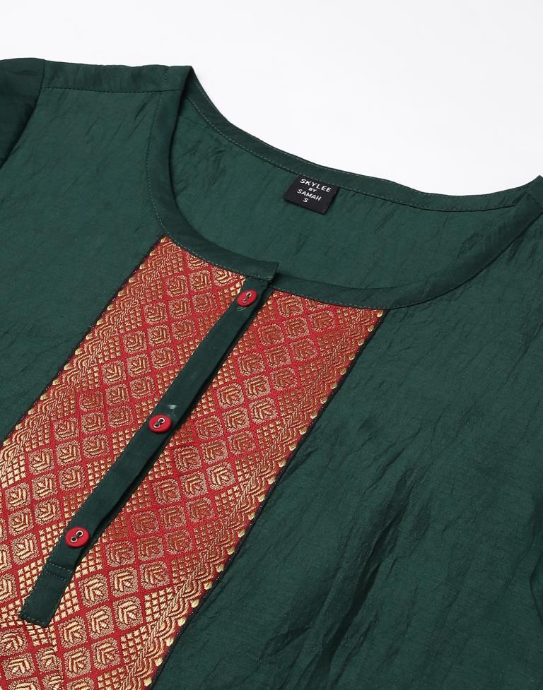 Dark Green  Kurta With Pant And Dupatta