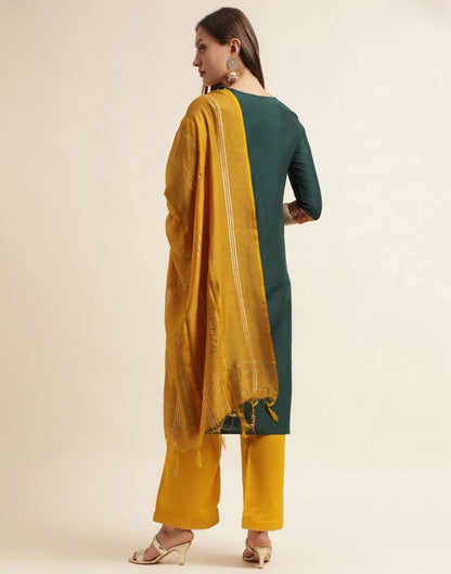 Dark Green  Kurta With Pant And Dupatta