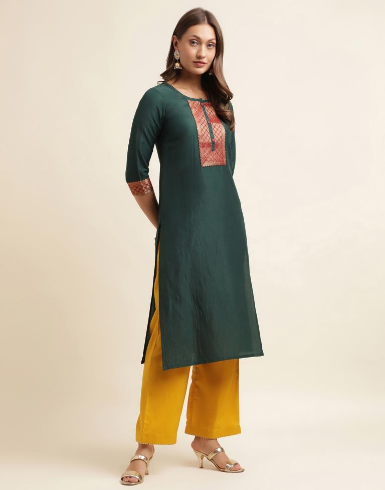 Dark Green  Kurta With Pant And Dupatta