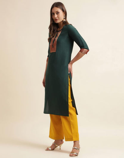 Dark Green  Kurta With Pant And Dupatta