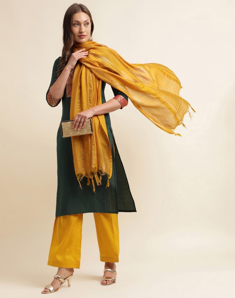 Dark Green  Kurta With Pant And Dupatta