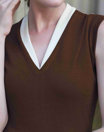 Brown Lycra Plain Bodycon