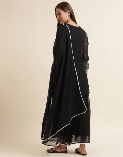 Black  Sequence Georgette Straight Kurta With Pant And Dupatta