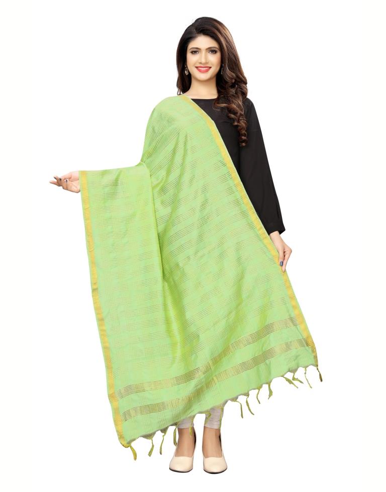 Applaudable Green Coloured Poly Silk Woven Chakes (Zari) Dupatta | Sudathi