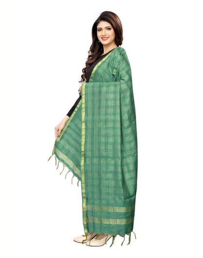 Precious Green Coloured Poly Silk Woven Chakes (Zari) Dupatta | Sudathi