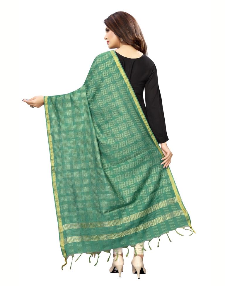 Precious Green Coloured Poly Silk Woven Chakes (Zari) Dupatta | Sudathi
