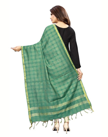 Precious Green Coloured Poly Silk Woven Chakes (Zari) Dupatta | Sudathi