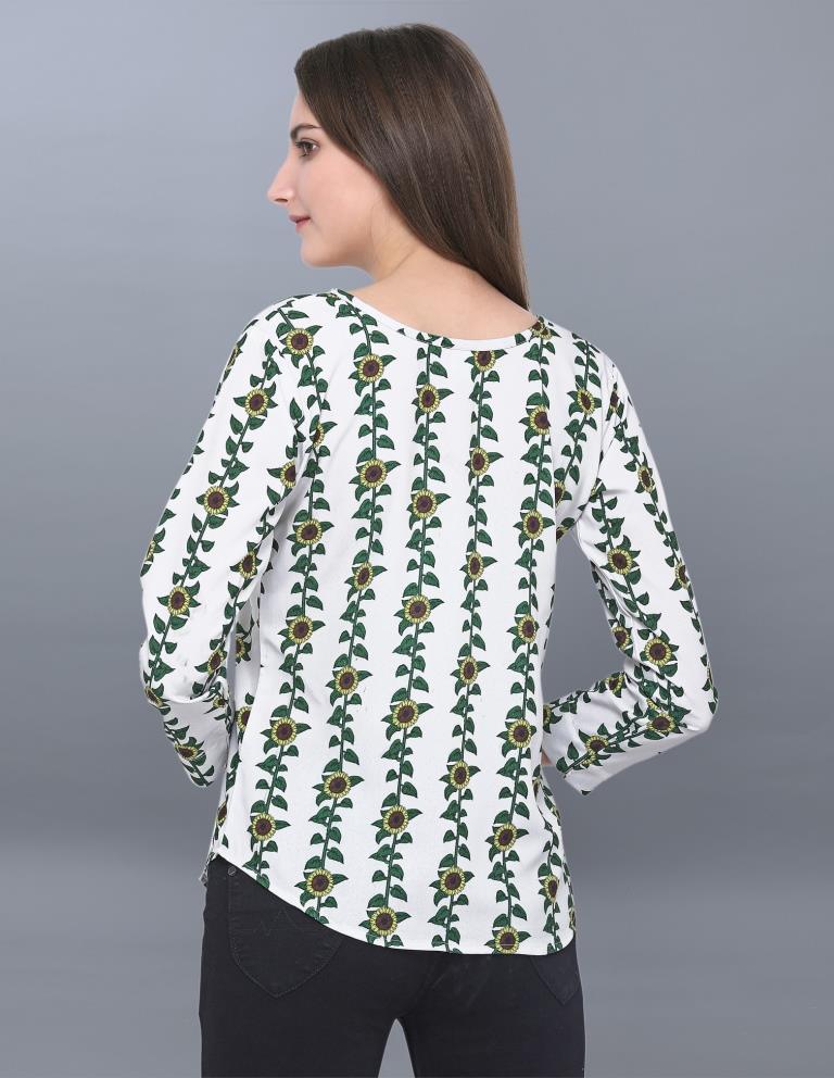 Tremendous Beige Coloured Printed Crepe Tops | Sudathi