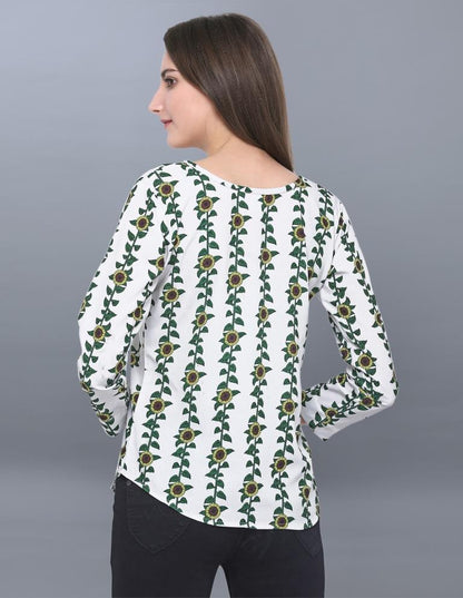 Tremendous Beige Coloured Printed Crepe Tops | Sudathi