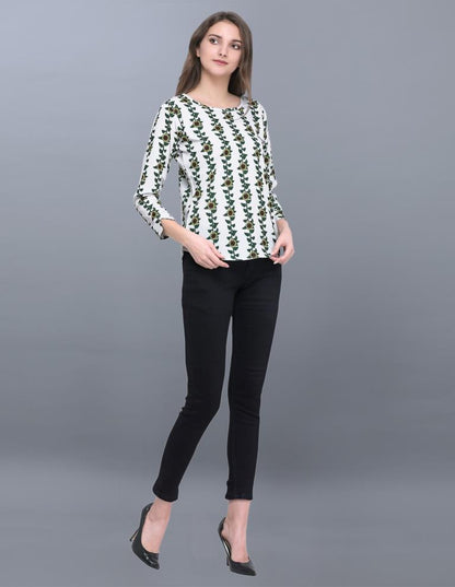 Tremendous Beige Coloured Printed Crepe Tops | Sudathi