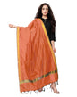 Sleek Peach Coloured Cotton Silk Woven Strip Dupatta | Sudathi