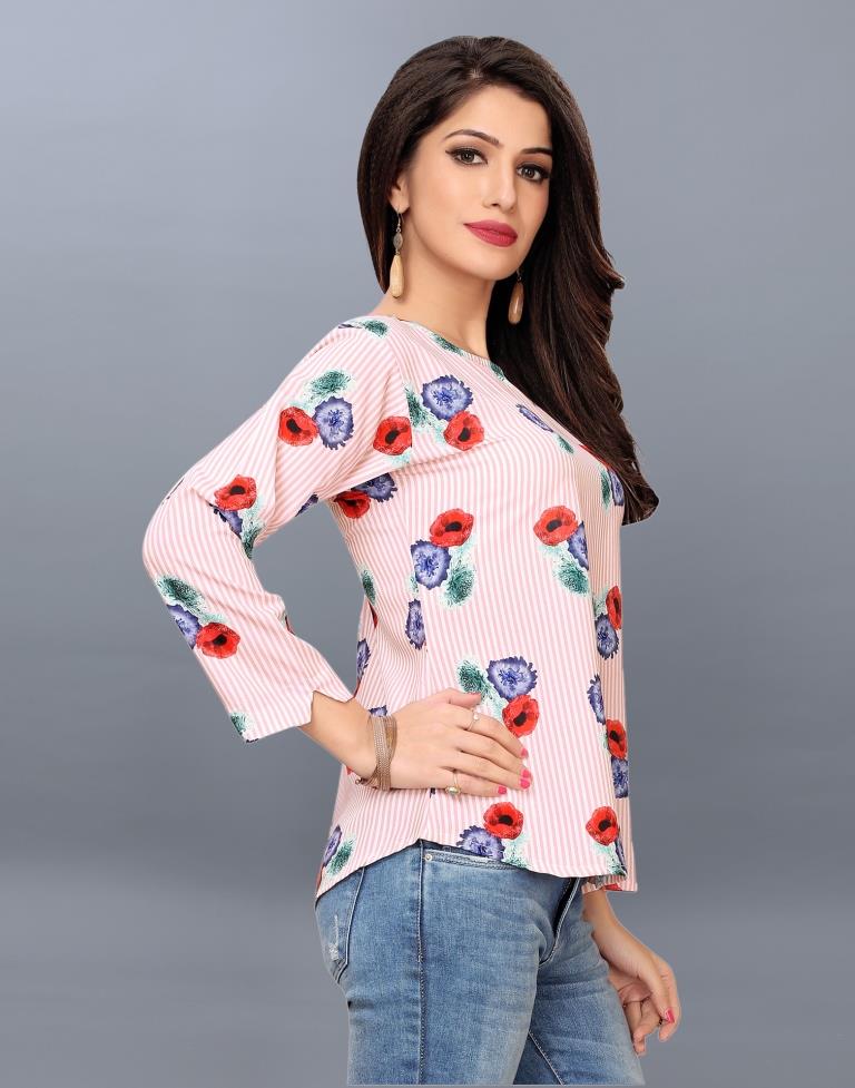 Decent White Coloured Printed Crepe Tops | Sudathi