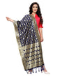 Sparkling Navy Blue Coloured Poly Silk Jacquard Banarasi Dupatta | Sudathi