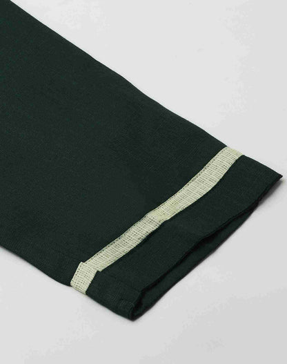 Green Plain Cotton Straight Kurta