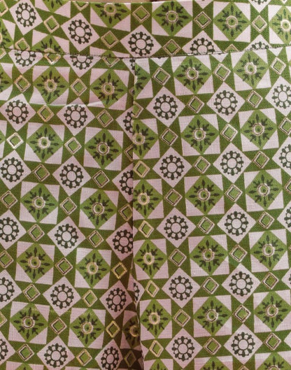 Green Printed Cotton Flared Kurta Set With Dupatta