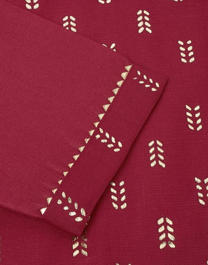 Maroon Printed Straight Kurti With Pant And Dupatta | Leemboodi