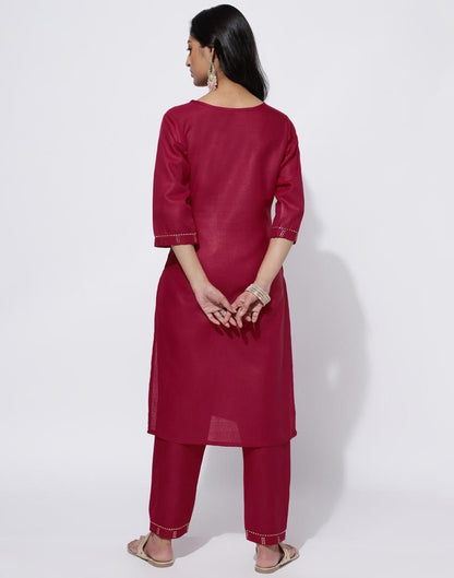 Maroon Printed Straight Kurti With Pant And Dupatta | Leemboodi