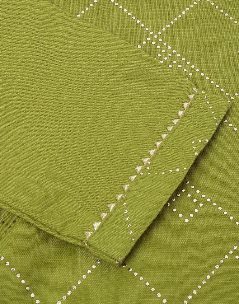 Olive Green Printed Straight Kurti With Pant And Dupatta | Leemboodi