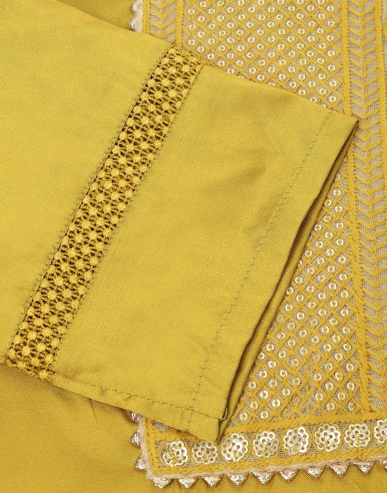 Mustard Yellow Sequence Straight Kurti With Pant And Dupatta | Leemboodi