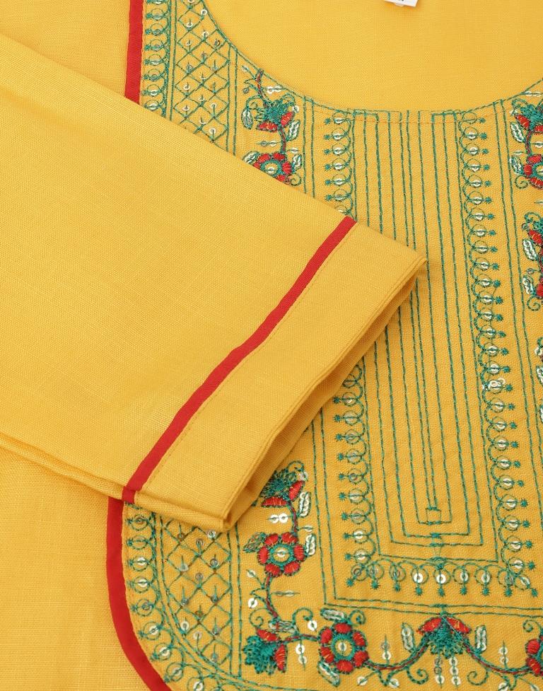 Mustard Yellow Sequence Straight Kurti With Pant And Dupatta | Leemboodi