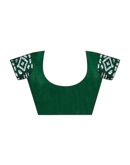 Ready to Wear Bottle Green Cotton Printed Saree