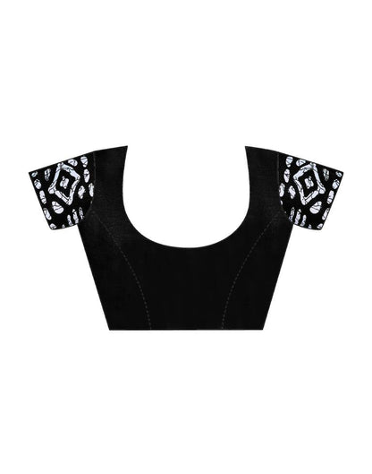 Ready to Wear Black Cotton Printed Saree