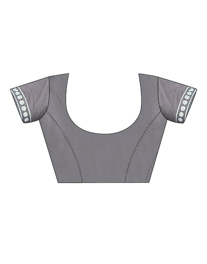 Ready to Wear Stone Grey Cotton Printed Saree