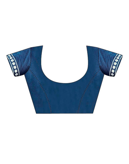 Ready to Wear Rama Blue Cotton Printed Saree