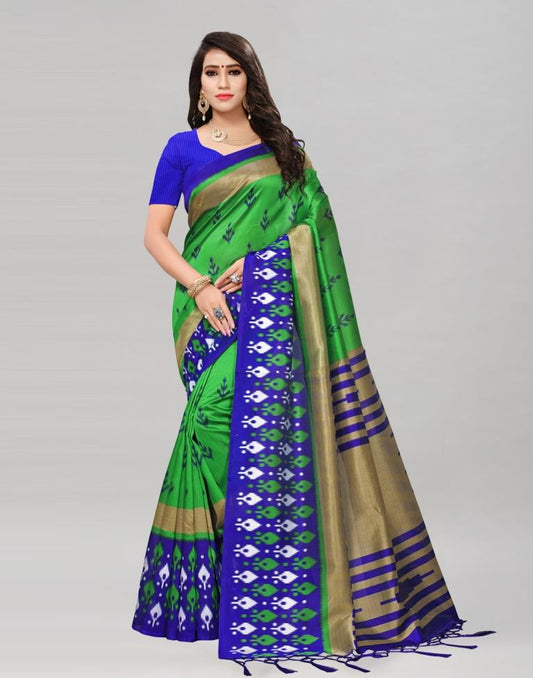 Green Coloured Poly Silk Printed Saree | Sudathi