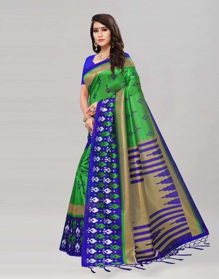 Green Coloured Poly Silk Printed Saree | Sudathi