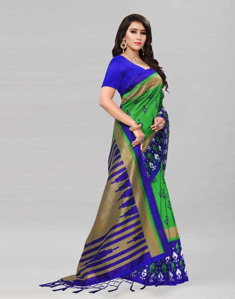 Green Coloured Poly Silk Printed Saree | Sudathi