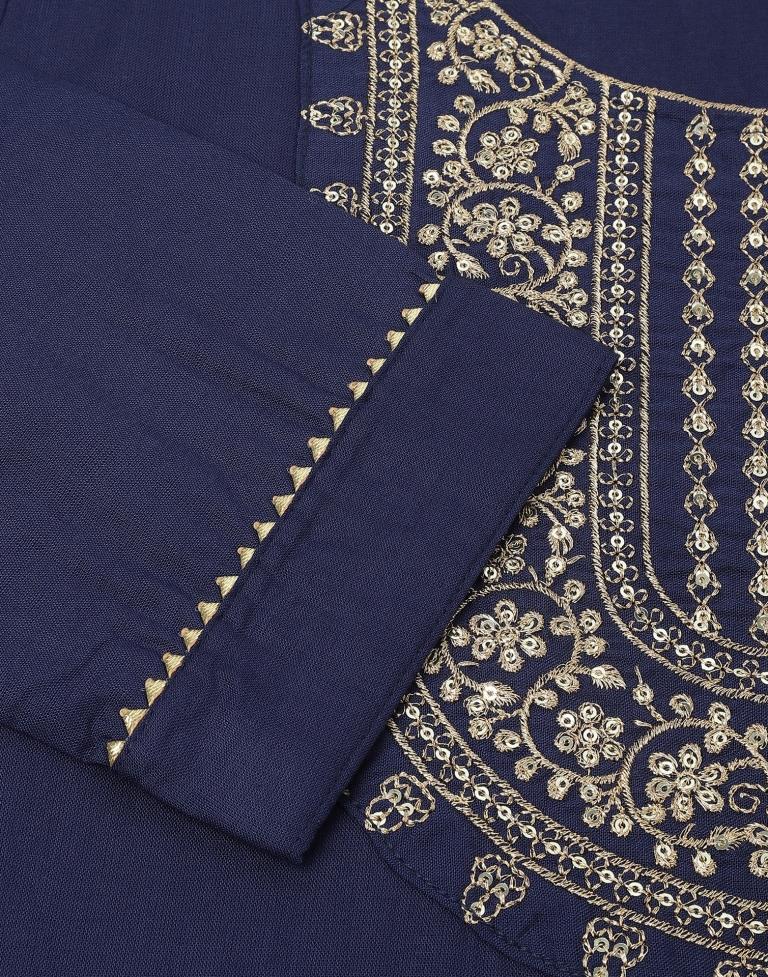 Navy Blue Sequence Straight Kurti With Pant And Dupatta | Leemboodi