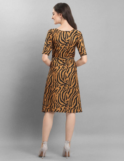 Brown Coloured Digital Printed Crepe Dress | Sudathi