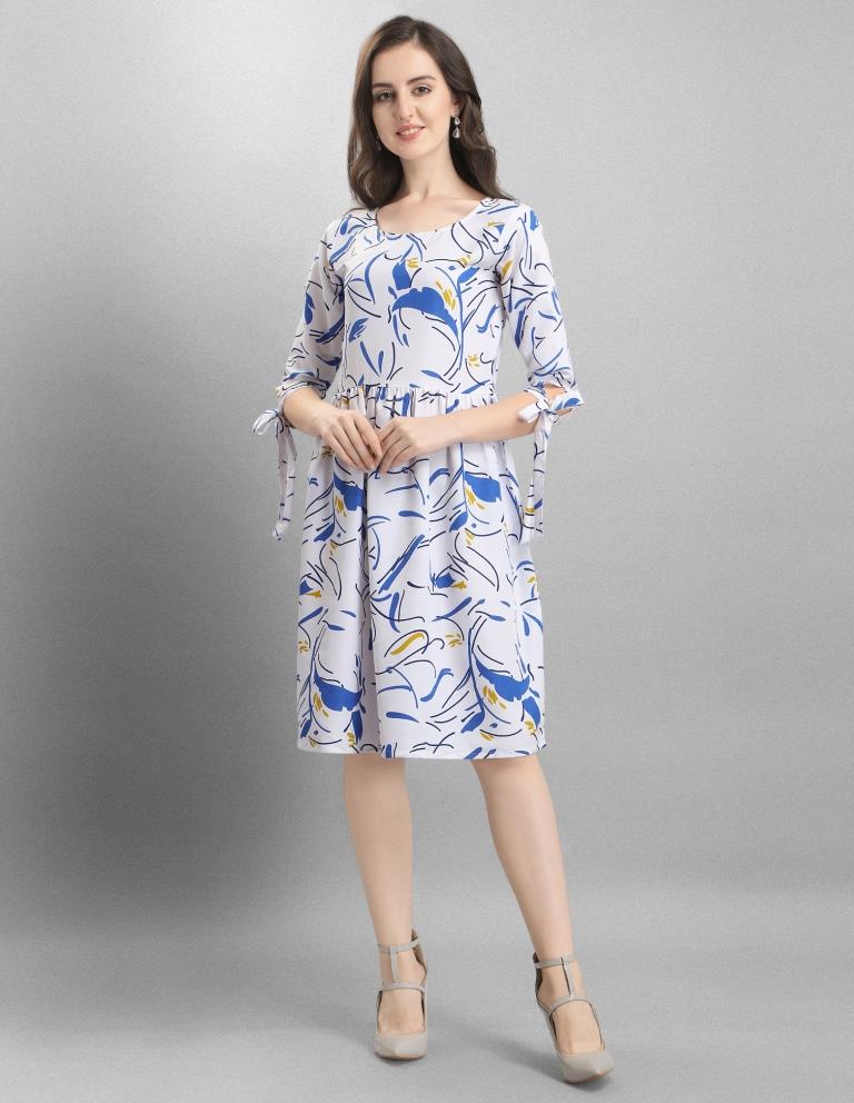 Talismanic White Coloured Digital Printed Crepe Dress | Sudathi