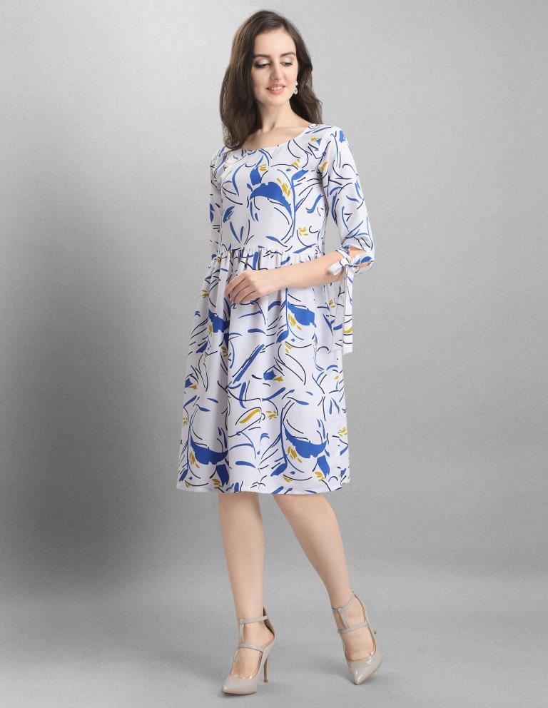 Talismanic White Coloured Digital Printed Crepe Dress | Sudathi