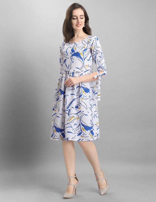 Talismanic White Coloured Digital Printed Crepe Dress | Sudathi