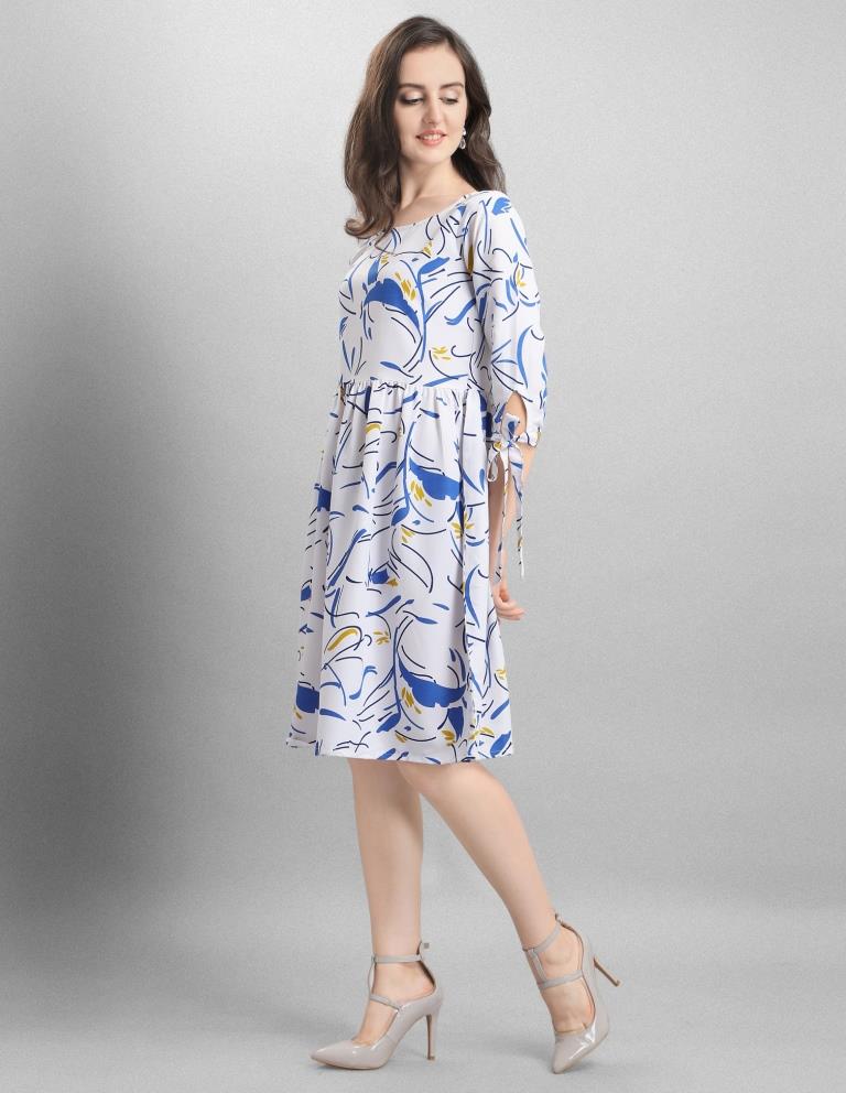 Talismanic White Coloured Digital Printed Crepe Dress | Sudathi