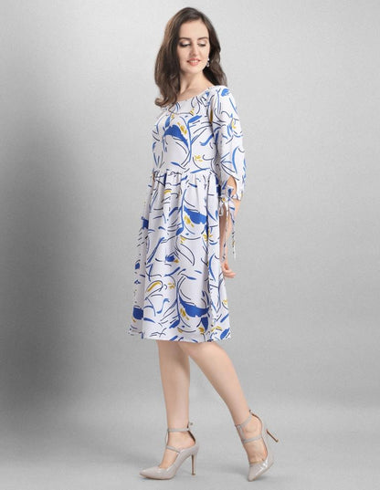Talismanic White Coloured Digital Printed Crepe Dress | Sudathi