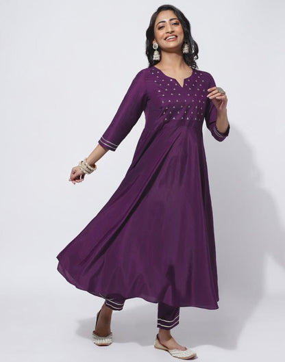 Wine Dyed, Seqed Kurta With Pant And Dupatta