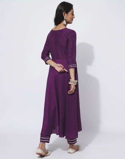 Wine Dyed, Seqed Kurta With Pant And Dupatta